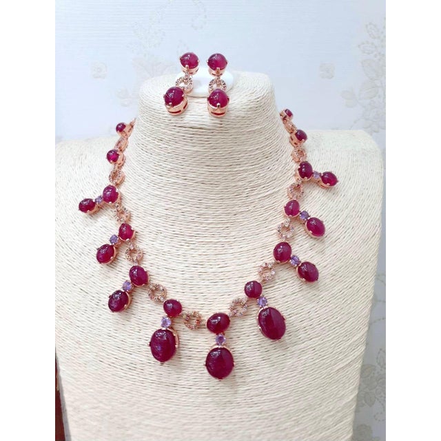 Red Bochic “Capri” Ruby, Sapphire & Amethyst Necklace in 18K Gold & Silver For Sale - Image 8 of 9