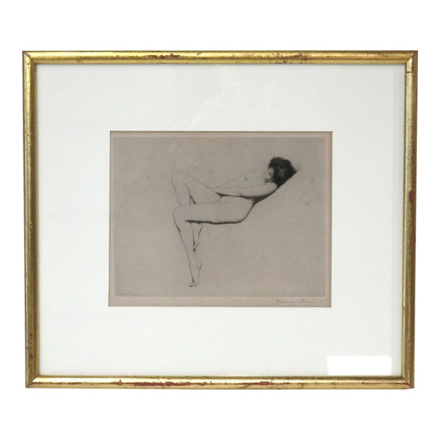Warren Davis Arts and Crafts Nude Etching Signed For Sale