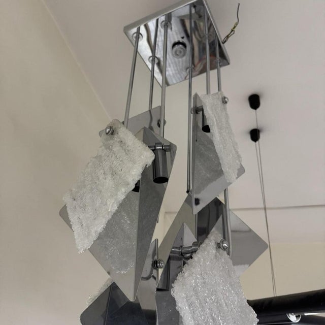 Silver Modernist Geometric 6-Light Chandelier attributed to Angelo Brotto for Esperia, 1970s For Sale - Image 8 of 10