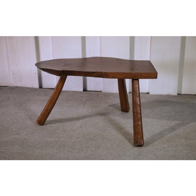 Mid-Century Modern Vintage Brutalist Oak Stool, 1960s For Sale - Image 3 of 10