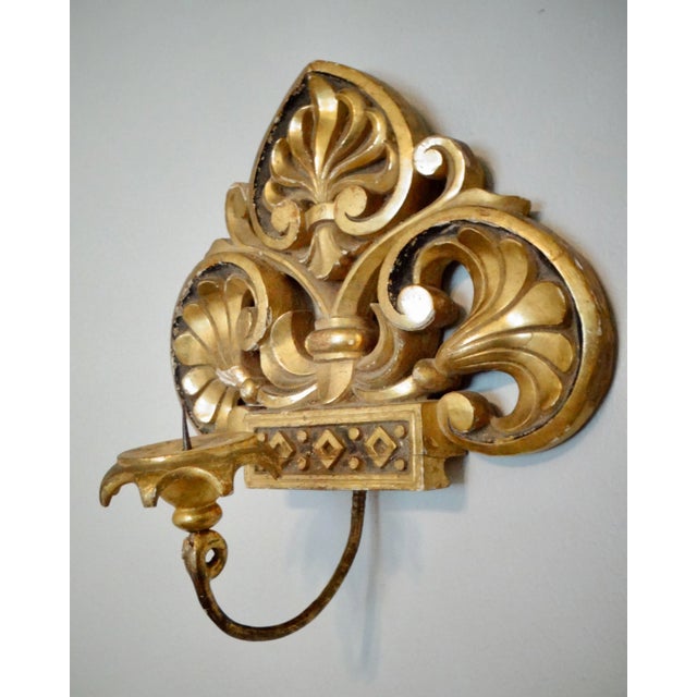 19th-Century Italian Gilt Candle Sconces, a Pair For Sale - Image 4 of 12