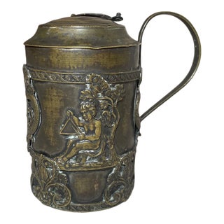 Antique 19th Century Victorian Ornate Bronze Figural Cherub Portable Oil Lamp For Sale