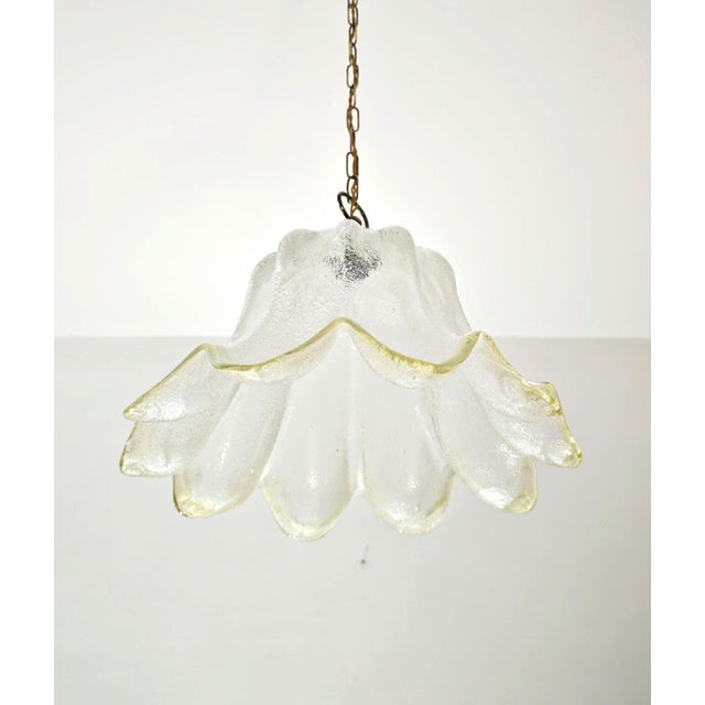 Gold Mid-Century Modern Murano Glass and Brass Pendant Lamp, Italy, 1960s For Sale - Image 8 of 18