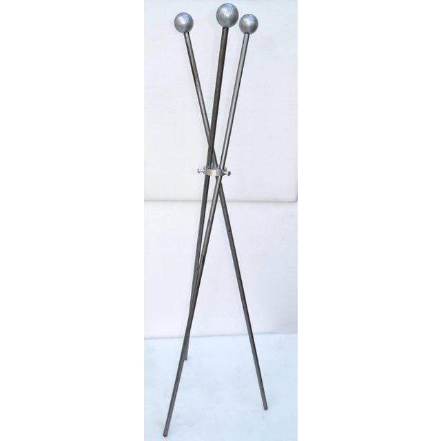 Silver Finish Tripod Coat Stand Hat Rack Space Age Mid-Century Modern 1970 For Sale - Image 4 of 6