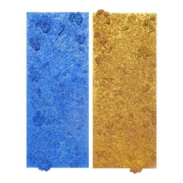 34" X 80" "Homage to Yves Klein" Contemporary Minimalist Diptych Mixed-Media Painting by Diane Grant For Sale