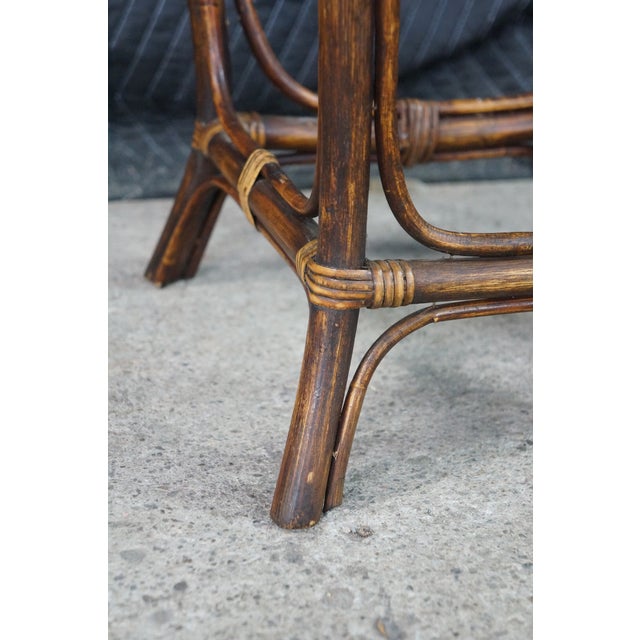 Wood Mid-Century Modern Bentwood Woven Rattan Pedestal Table Sculpture Stand Boho 24" For Sale - Image 7 of 17