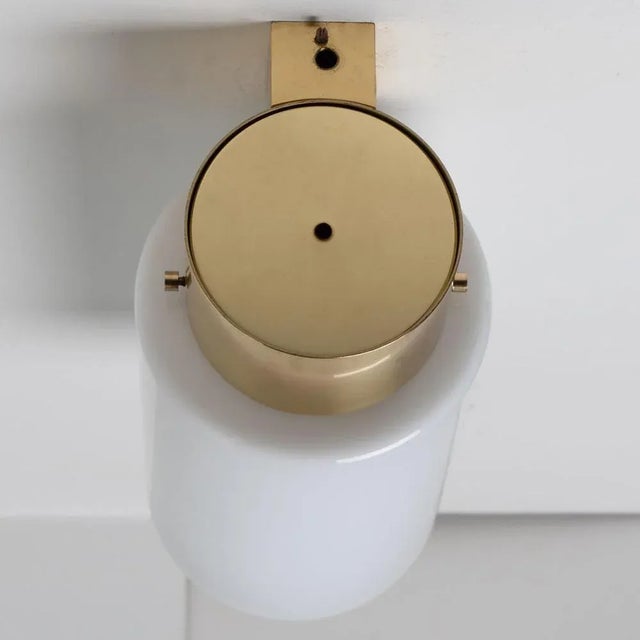 German Wall Lights in White Opaque Glass and Brass from Limburg, 1970s, Set of 2 For Sale - Image 12 of 13