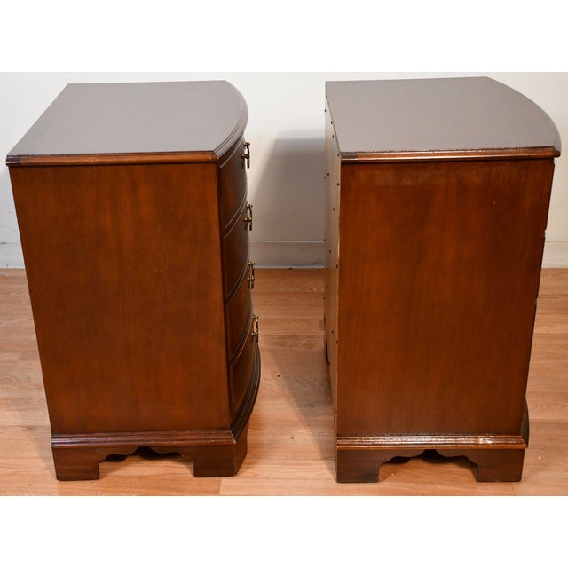 1940s Vintage Ethan Allen Regency Style Mahogany Pair of Nightstands For Sale - Image 9 of 13