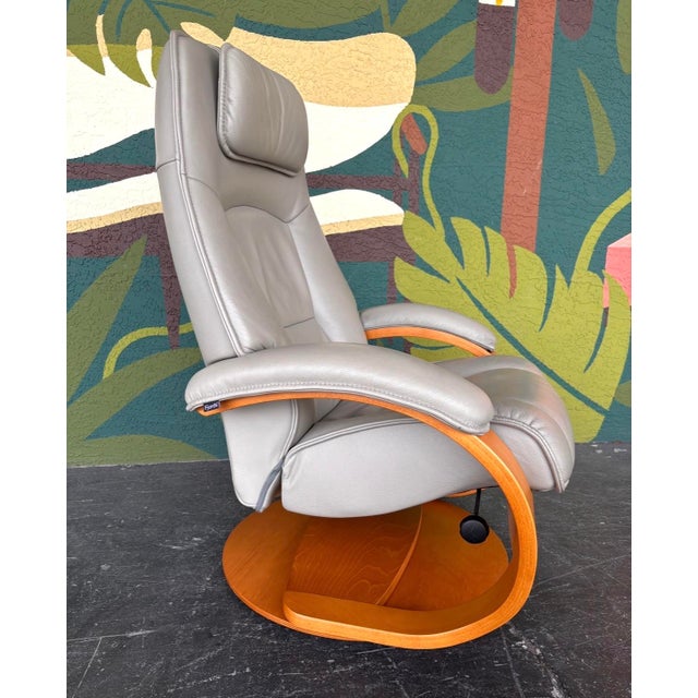 Wood Danish Modern Fjords Admiral Leather Recliner W Otto Pair For Sale - Image 7 of 13