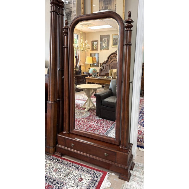 Bassett Furniture Bassett Furniture Floor Mirror With Drawer For Sale - Image 4 of 16