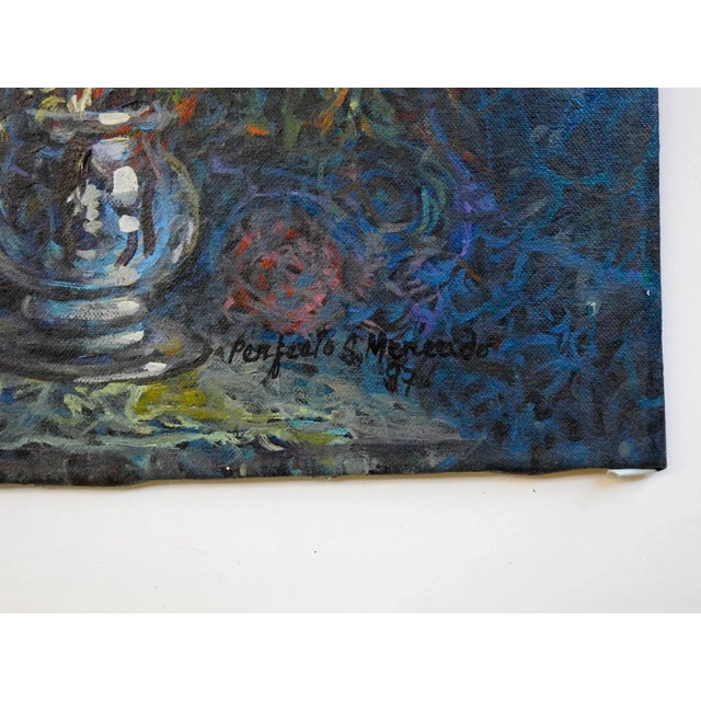 Oil on canvas mounted on wood panel. Floral still life by Perfecto Mercado ( d. 2011) Philippines. Signed lower right...