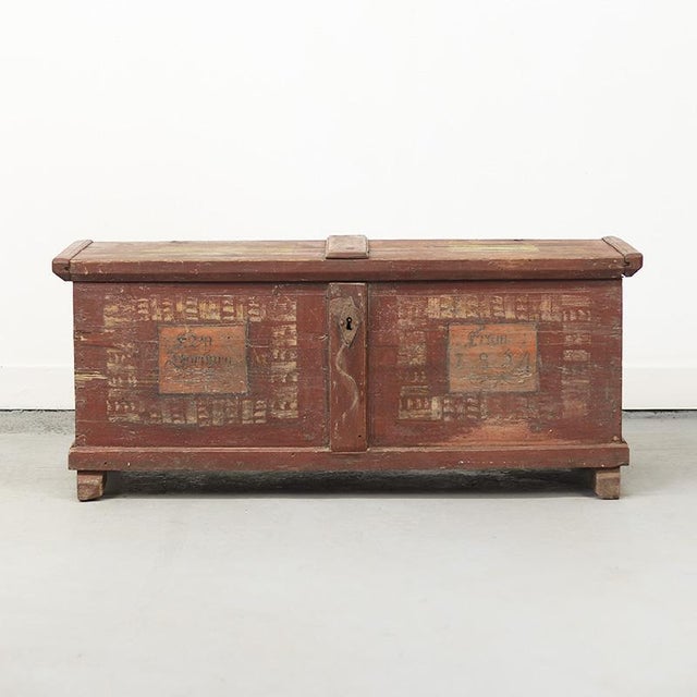Painted Bridal Chest, 1854 For Sale - Image 9 of 9