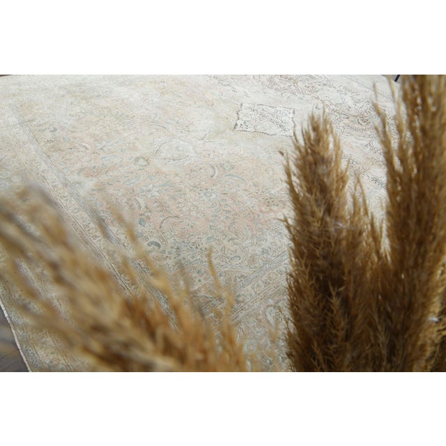 1970s Vintage Persian Handmade Wool Cotton Beige Area Rug For Sale - Image 11 of 11