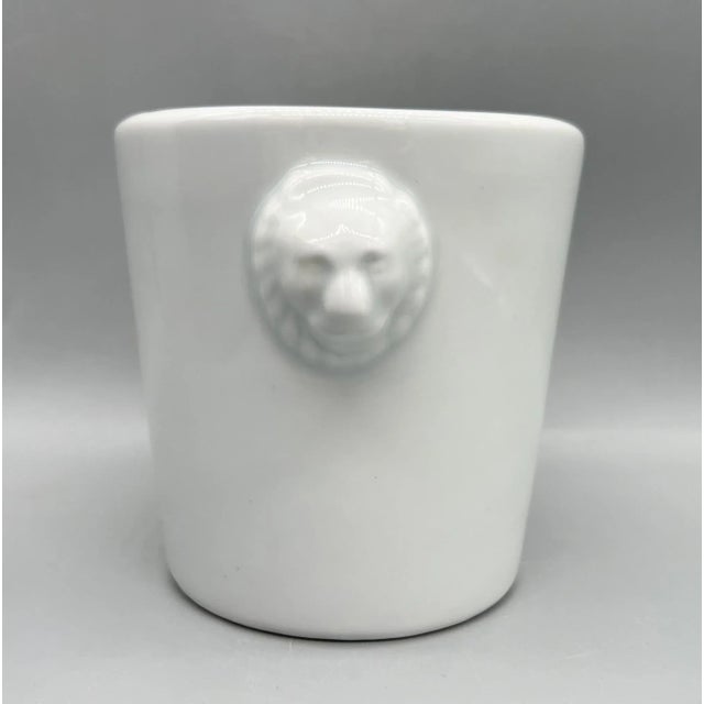 Limoges, France 20th Century French Limoges White Porcelain Cachepot With Lion Heads For Sale - Image 4 of 9