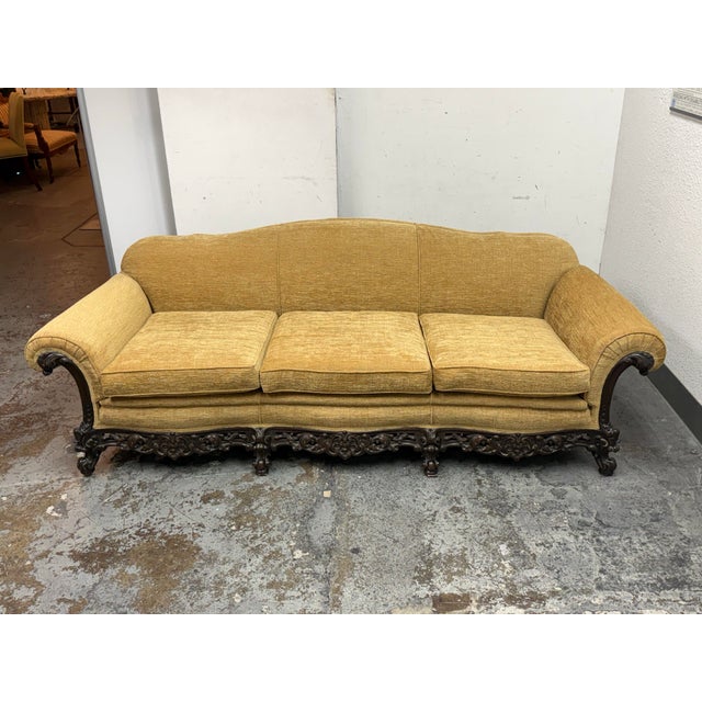 Circa 1920's Victorian Three Seater Wheat Sofa For Sale - Image 4 of 12