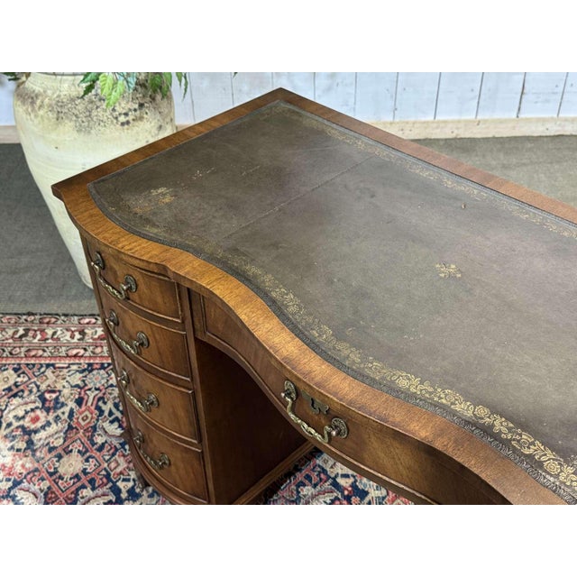 English Desk in Mahogany with a Leather Top, 1950s For Sale - Image 13 of 16