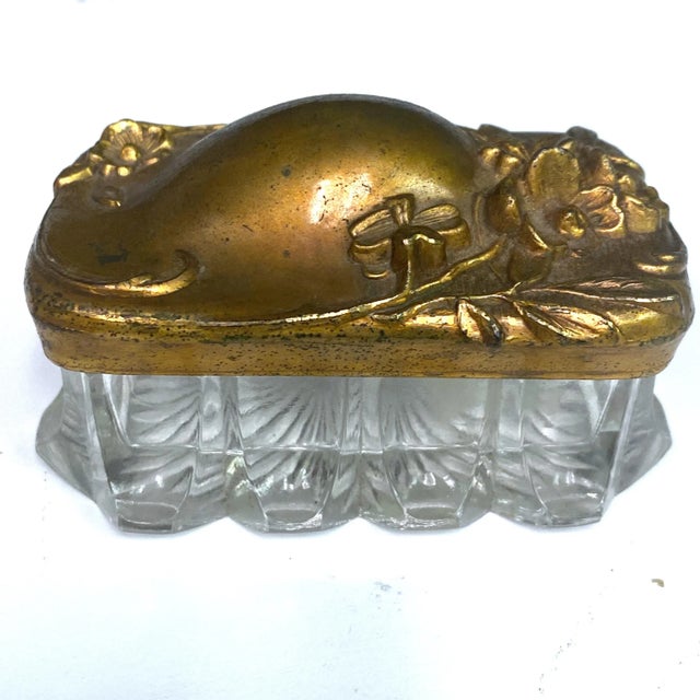 Vintage Art Nuevo Glass and Metal Vanity Box For Sale - Image 9 of 9