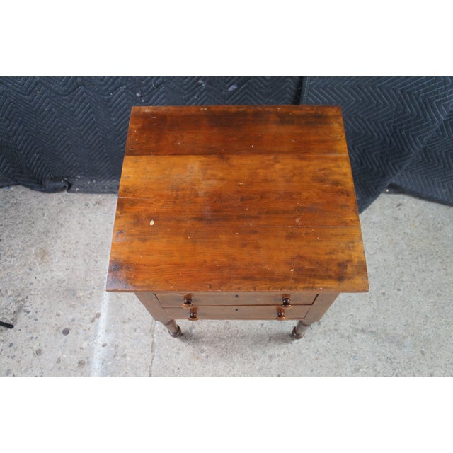 Brown Antique Early American Cherry Three Drawer Silver Chest Side Table Stand 31" For Sale - Image 8 of 14