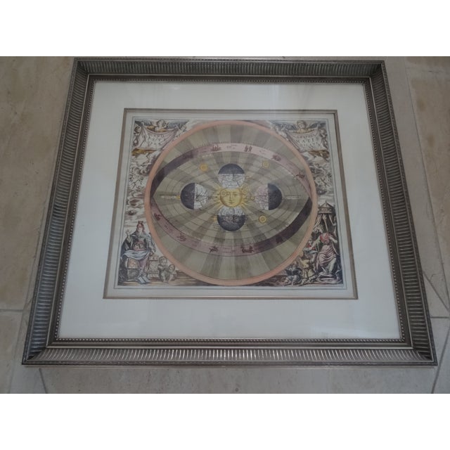 Wood Vintage Map Print "The Copernican World System" after Andreas Cellarius For Sale - Image 7 of 7