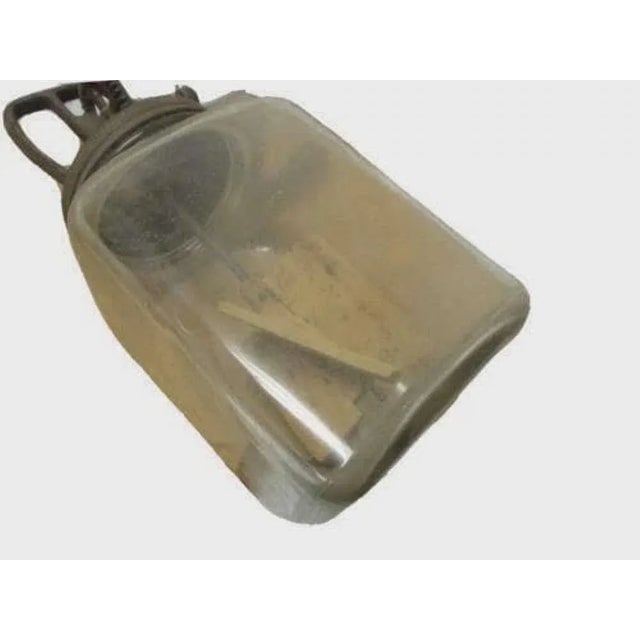 1930s Vintage 1930s 4 Quart Butter Churn Metal Crank Wood Paddles Square Glass Jar For Sale - Image 5 of 5
