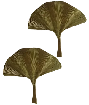 Fan Leaf Motif Gold Metal Wall Sconces by Simoeng, Set of 2
