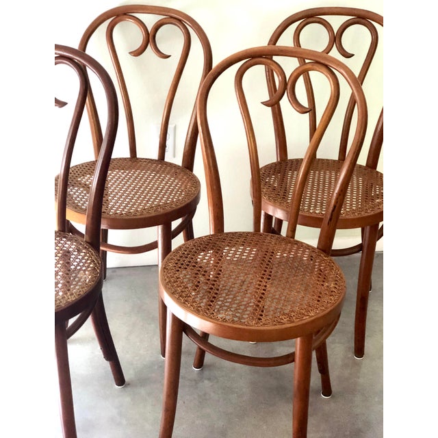 Vintage Sweetheart Bentwood Cane Bistro Cafe ChairsSet of 4