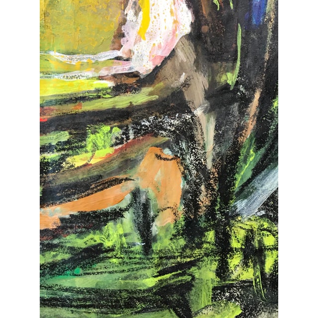 Mid-Century Modern Mid Century "Yellow and Black Abstract" Mixed Media For Sale - Image 3 of 12