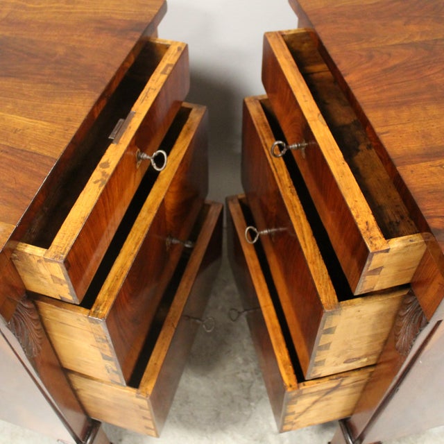 Wood Italian Empire Bedside Tables in Walnut, Set of 2 For Sale - Image 7 of 13