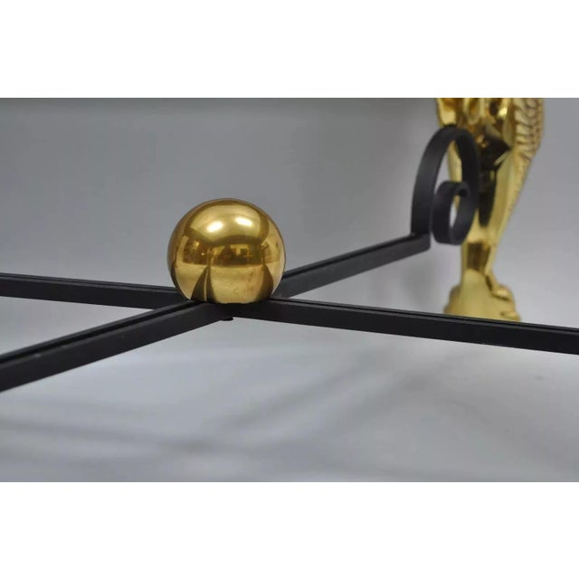 Regency Style Figural Swan Base Rectangular Iron and Glass Gold Coffee Table For Sale In Philadelphia - Image 6 of 10