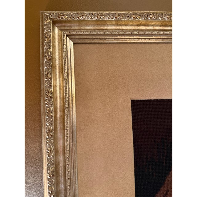 Vintage Needlepoint After Gerard Ter Borch's "Woman Writing a Letter" — Gallery Framed, Dutch Golden Age For Sale - Image 11 of 16