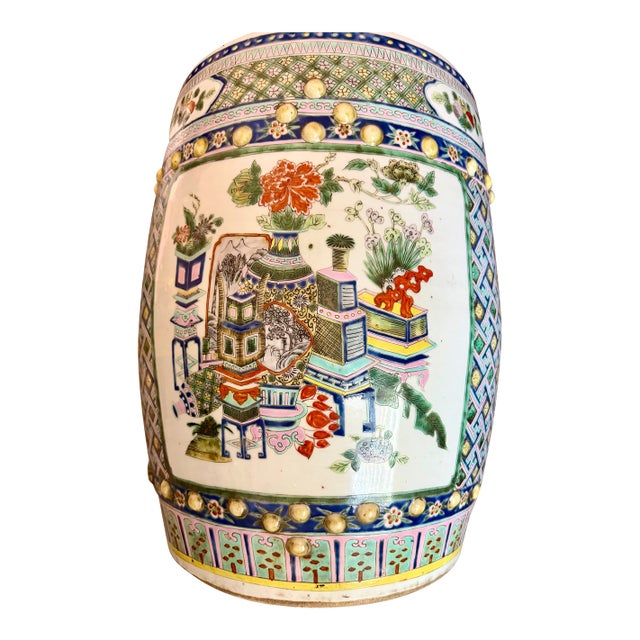 Antique Qing Dynasty Famille Rose Garden Stool For Sale