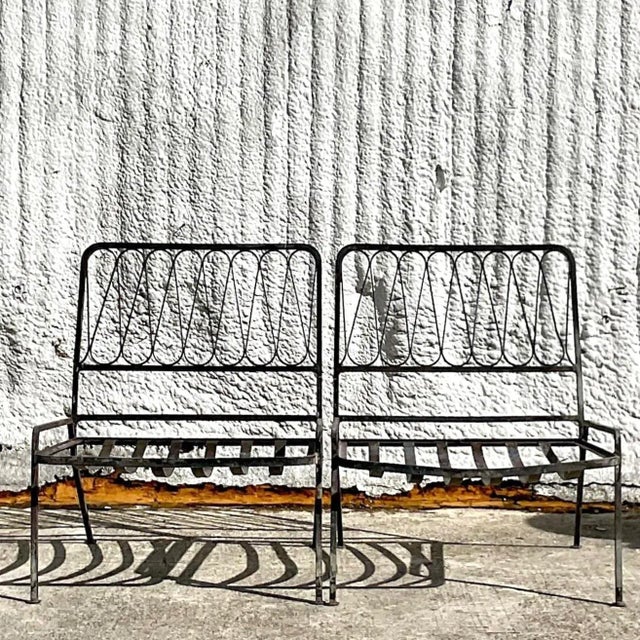 Mid 20th Century Vintage Mid-Century Modern Salterini Ribbon Wrought Iron Chairs - Set of 2 For Sale - Image 5 of 6