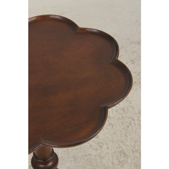Biggs Scallop Tilt Top Mahogany Candle Stand Table For Sale - Image 10 of 12