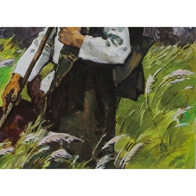 Ukrainian Shepherd Gouache Painting: Vintage Soviet Art, 1987 30-41 For Sale - Image 6 of 6