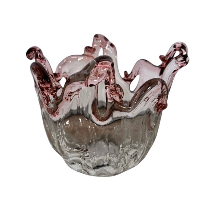 Late 20th Century Amethyst and Crystal Murano Sommerso Fazzoletto Art Glass Vase For Sale In Austin - Image 6 of 13