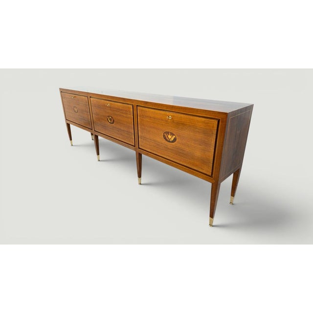 Metal Mid-Century Modern Italian Inlayed Sideboard by Paolo Buffa, 1950s For Sale - Image 7 of 18