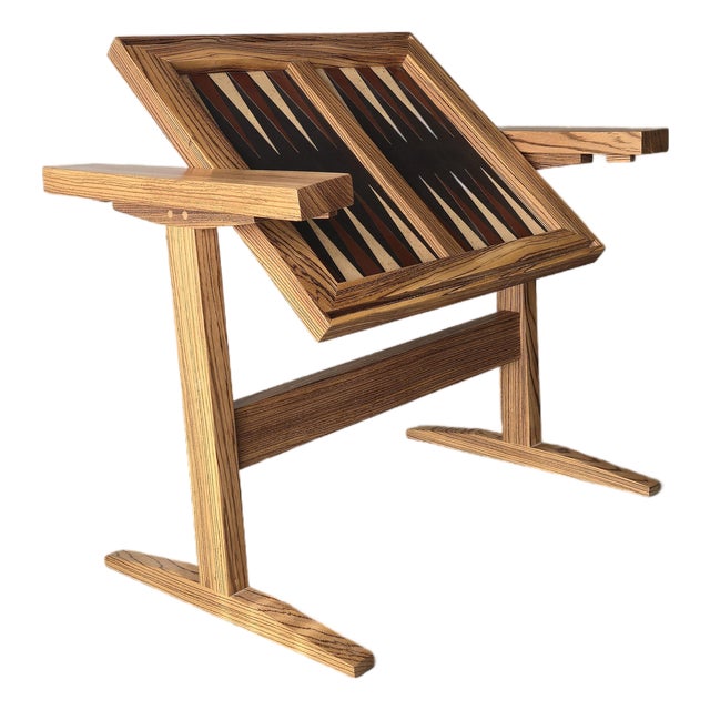 Bespoke Vintage Zebra Wood Multi Game Flip Table For Sale