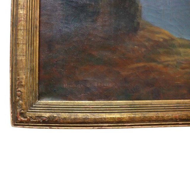 Wood Arts & Crafts Newcomb Macklin Giltwood Frame With Landscape Painting C1920 For Sale - Image 7 of 13