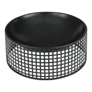 Vintage Josef Hoffmann Bieffeplast Black Coated Metal Bauhaus Wiener Werkstätte Fruit Bowl Centrepiece Dish For Sale
