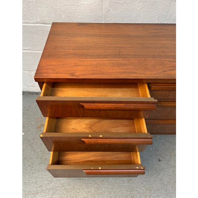 Vintage Walnut Nine Drawer Dresser by Drew Furniture For Sale - Image 11 of 15