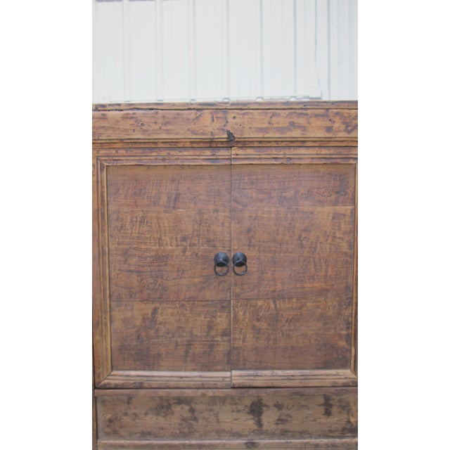 Aged Poplar 3 Door Cabinet For Sale In Greensboro - Image 6 of 10