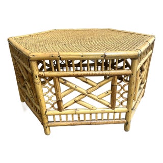 Brighton Pavilion Style Bamboo and Cane Hexagonal Coffee Table For Sale