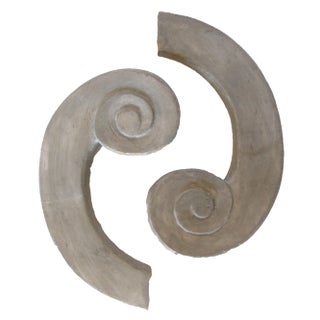 Ying Yang Painted Wood Elements, Pair For Sale