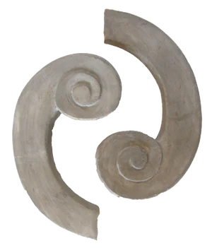Ying Yang Painted Wood Elements, Pair