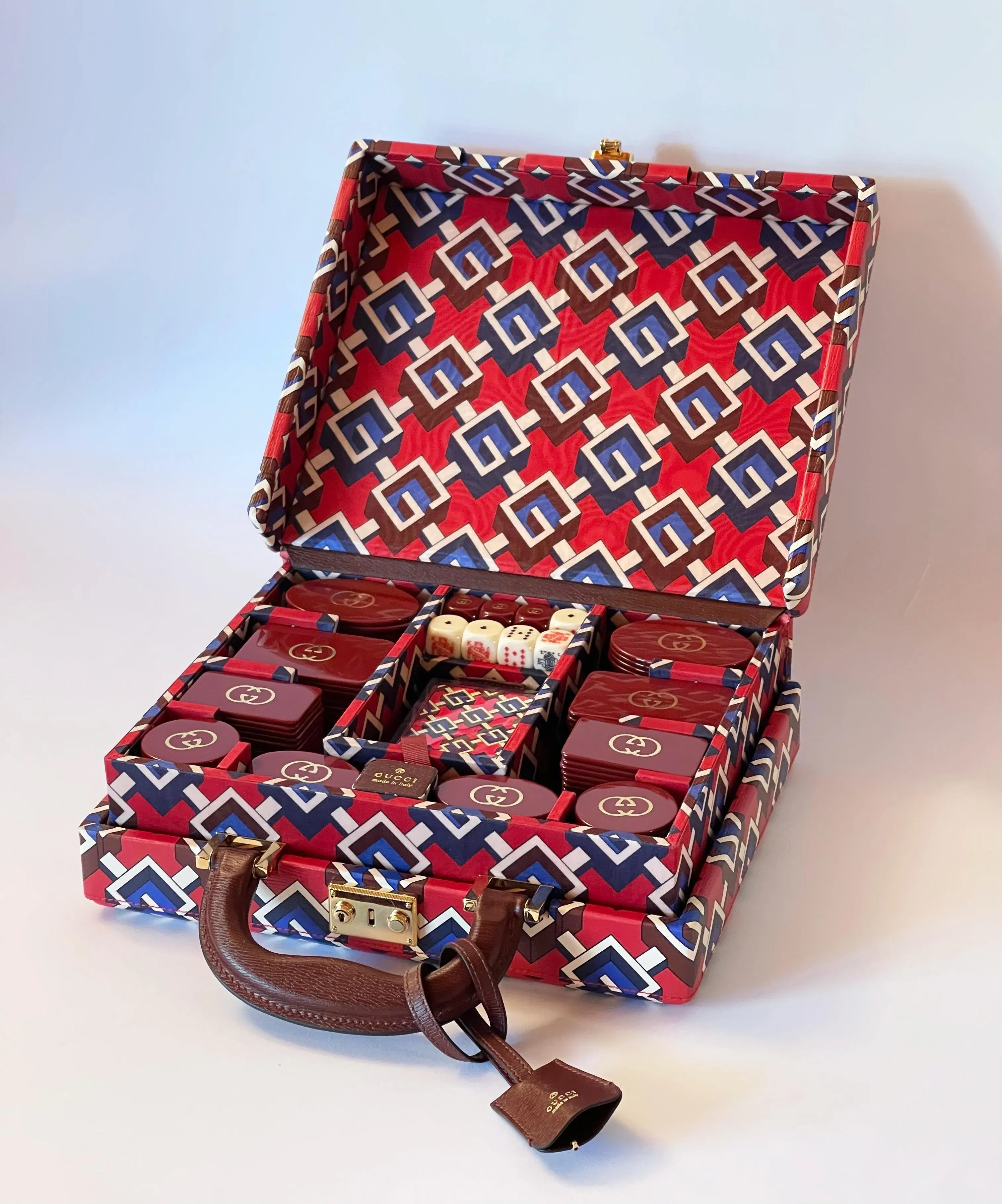 GUCCI GGパターン レッドバニティーケース gucci-geometric-g-briefcase-