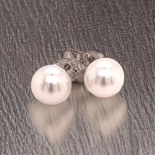 Akoya Pearl Earrings 14k White Gold Certified For Sale - Image 9 of 18