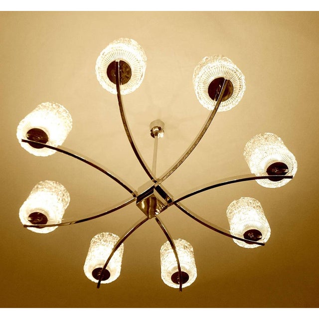 Large Glass and Chrome Pendant Light from Kaiser-Leuchten, 1970s For Sale - Image 6 of 17