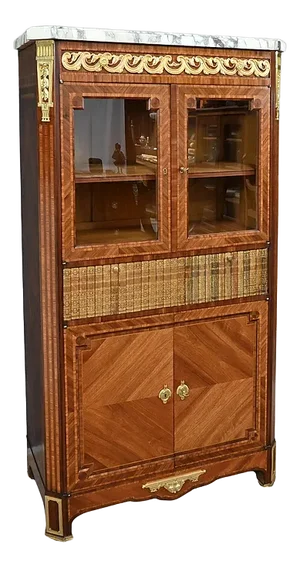 Louis XVI Style Marquetry Display Cabinet, Late 19th Century