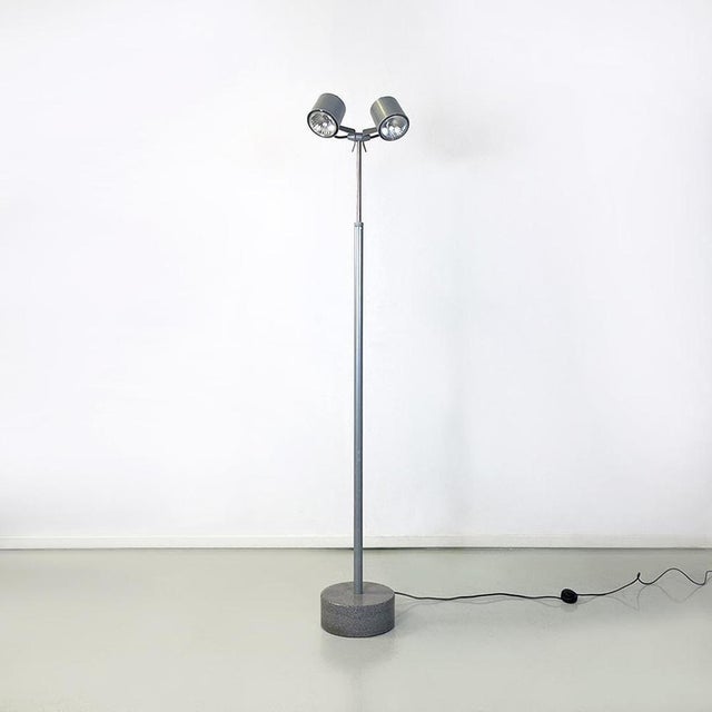 Italian modern metal and bardiglio marble stadium floor lamp by wettstein for pallucco italia, 1990s. Stadium model floor...