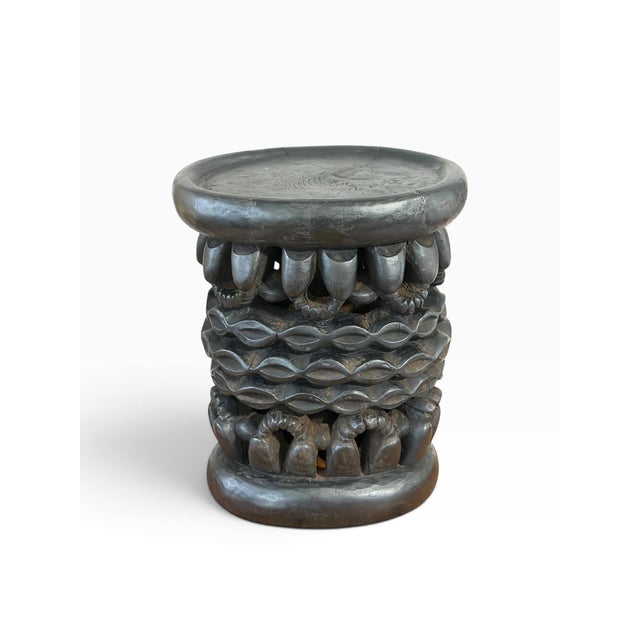 Wood Vintage Tribal Nobility Bamileke Oval Stool/Table Cameroon 16" H For Sale - Image 7 of 10